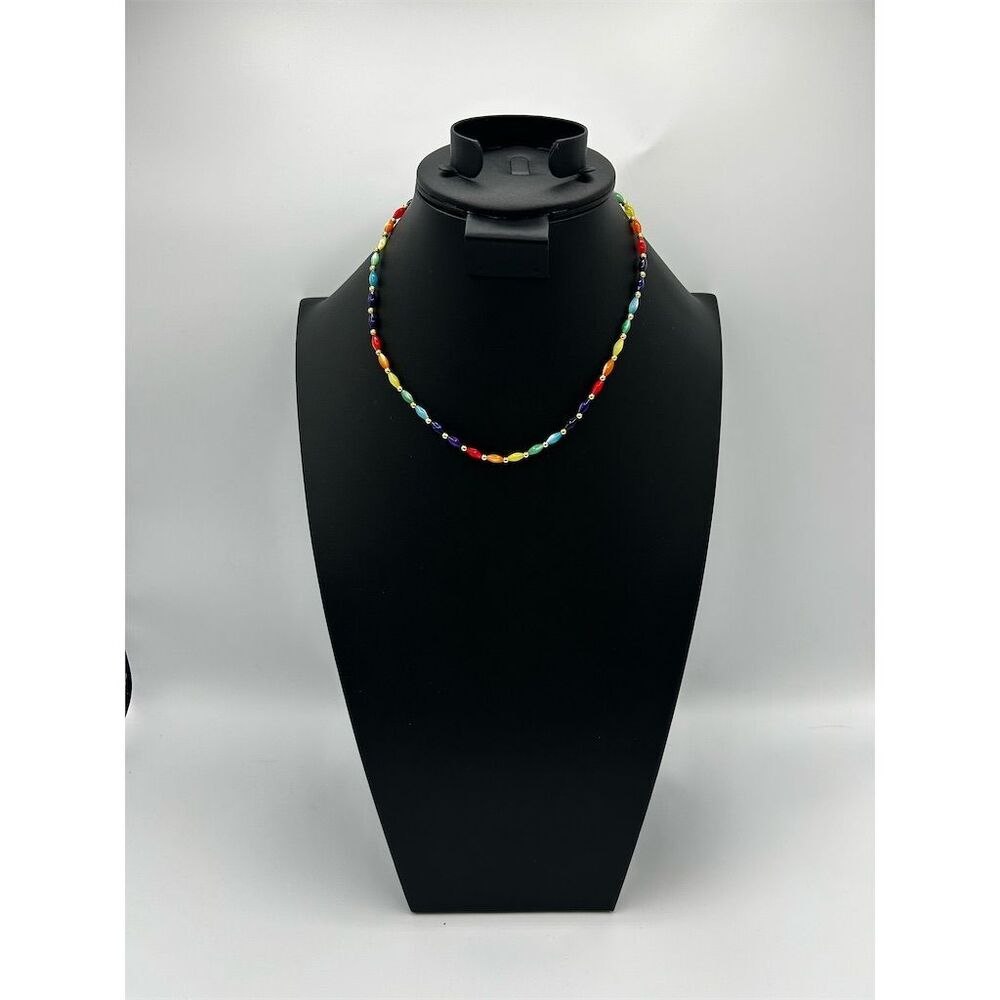 Handmade Rainbow Multicolor Beaded Necklace  Women's Jewelry